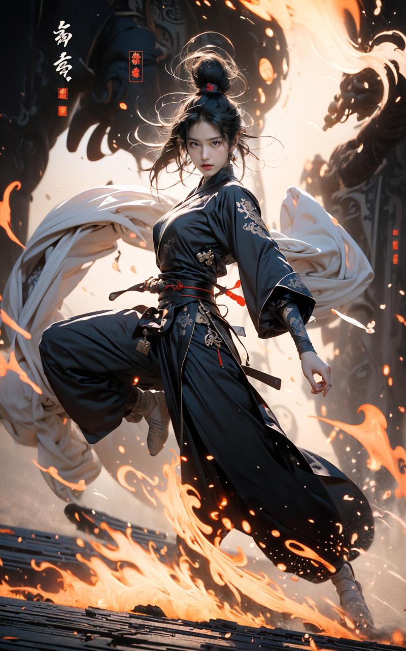 606247209521969556-2438495835-martial, 1girl, solo, simple background,_ustration style, Chinese martial arts war scenes, chinese ink style, martial arts style.jpg